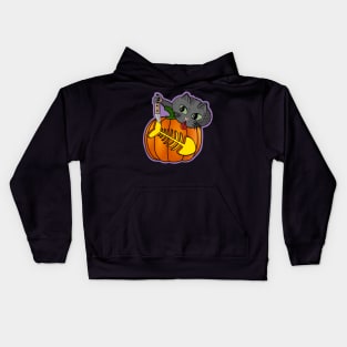 Funny Black Cat Pumpkin Carving Party Halloween Kids Hoodie